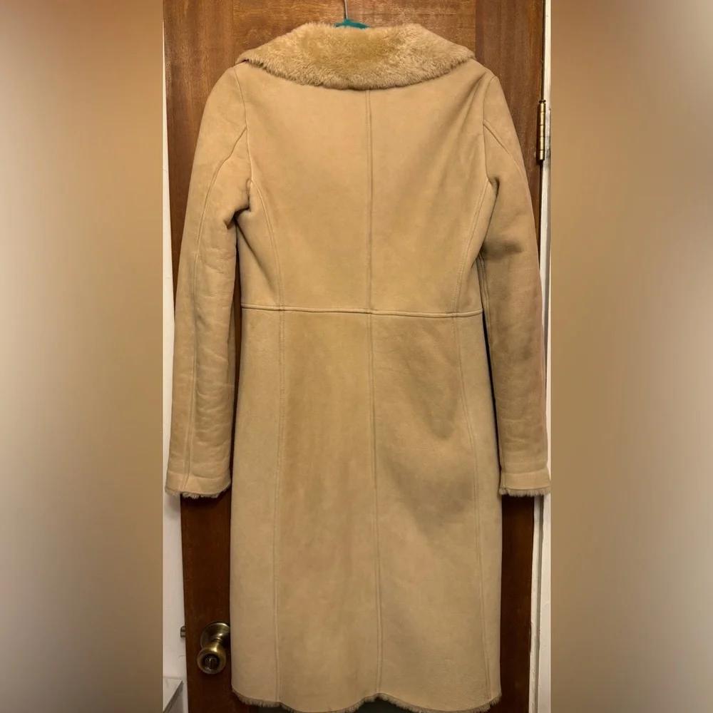 J.Crew Shearling 100% Leather Tan Penny Lane Style Wool Lined Coat Runs small ! - Picture 7 of 12